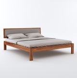 Euro Solid Sheesham Wood Bed With Upholstered Headboard - 3 Years Warranty