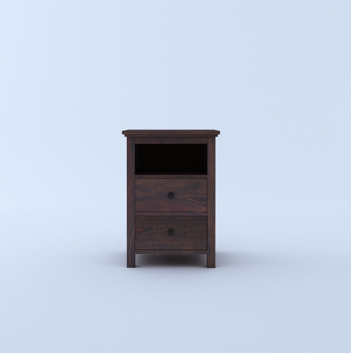 Swift Solid Sheesham Wood Bedside Table With Two Drawer Storage -3 Years Warranty