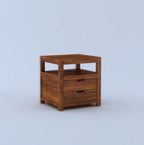 Rayon Solid Sheesham Wood Bedside Table With Two Drawer Storage -3 Years Warranty