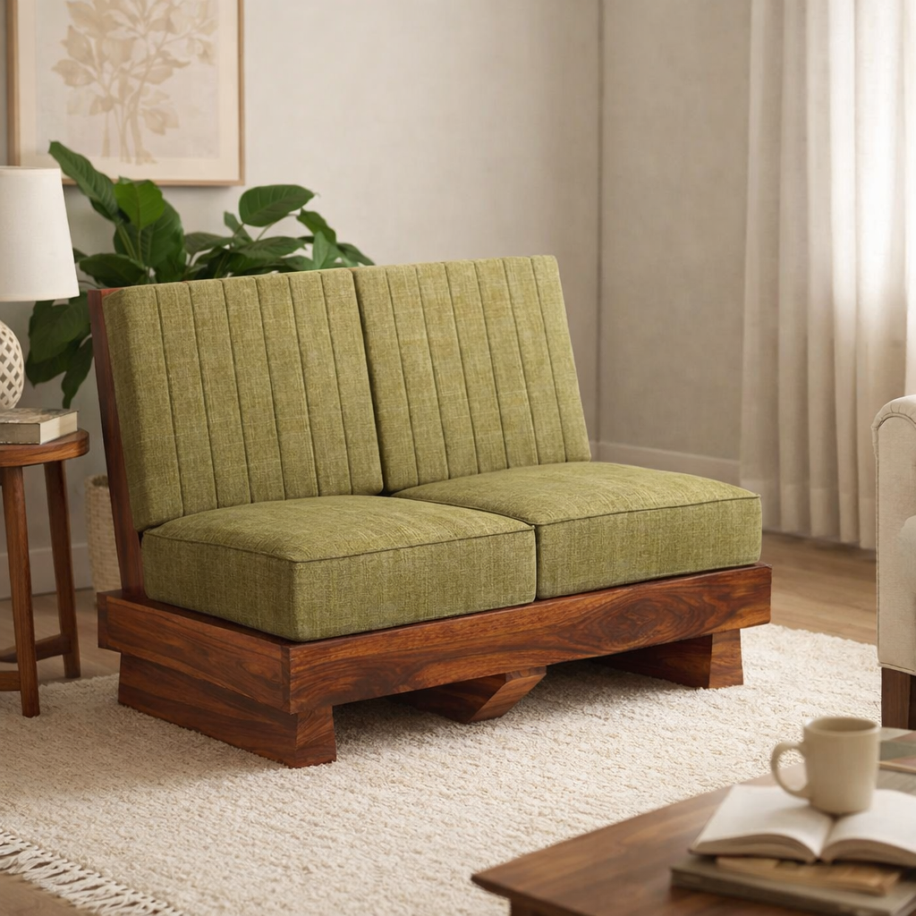 RONNY Solid Sheesham Wood 2 Seater Sofa - 3 Year Warranty (LUXE EDITION)