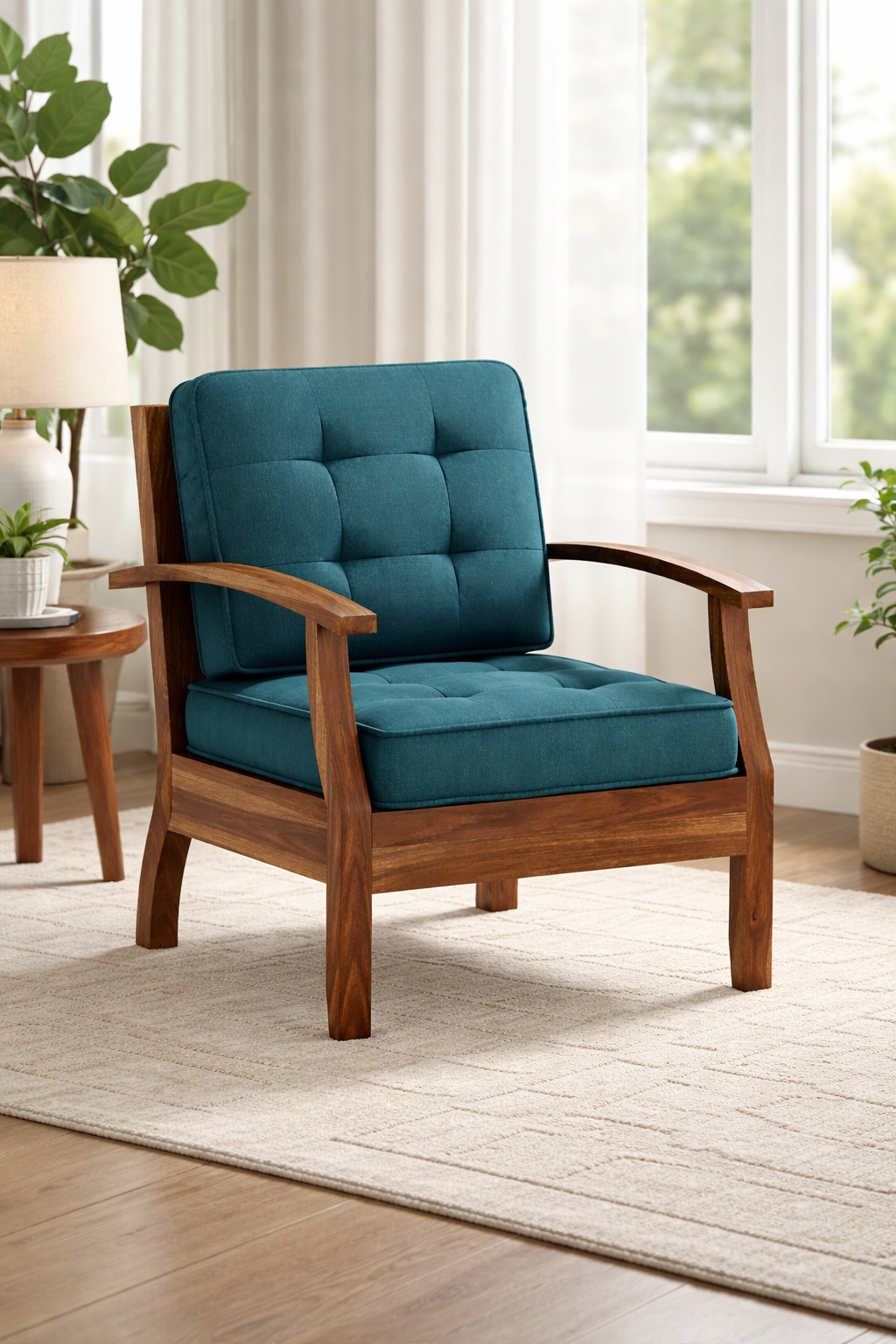 RAYON Solid Sheesham Wood Single Seater Sofa - 3 Year Warranty (LUXE EDITION)