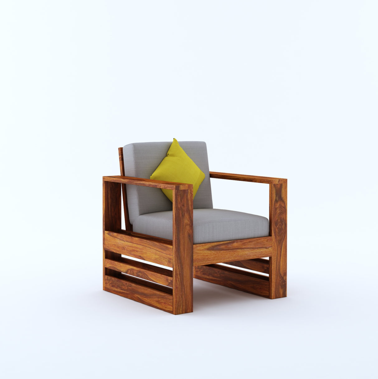 Lurid Solid Sheesham Wood Single Seater Sofa - 3 Years Warranty