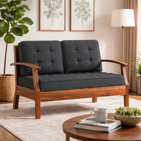 RAYON Solid Sheesham Wood 2 Seater Sofa - 3 Year Warranty (LUXE EDITION)