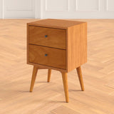 Lucia Solid Sheesham Wood Bedside Table With Two Drawer Storage - 3 Years Warranty