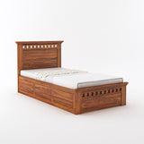 Armania Solid Sheesham Wood Single Size Bed With Box Storage - 3 Years Warranty