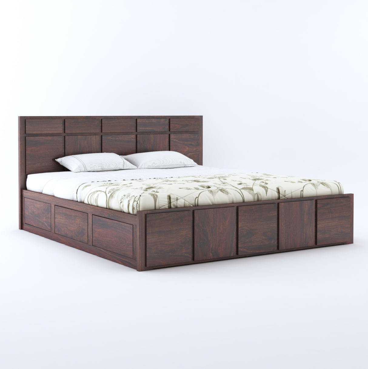 Scott Solid Sheesham Wood Bed With Hydraulic Storage - 3 Years Warranty