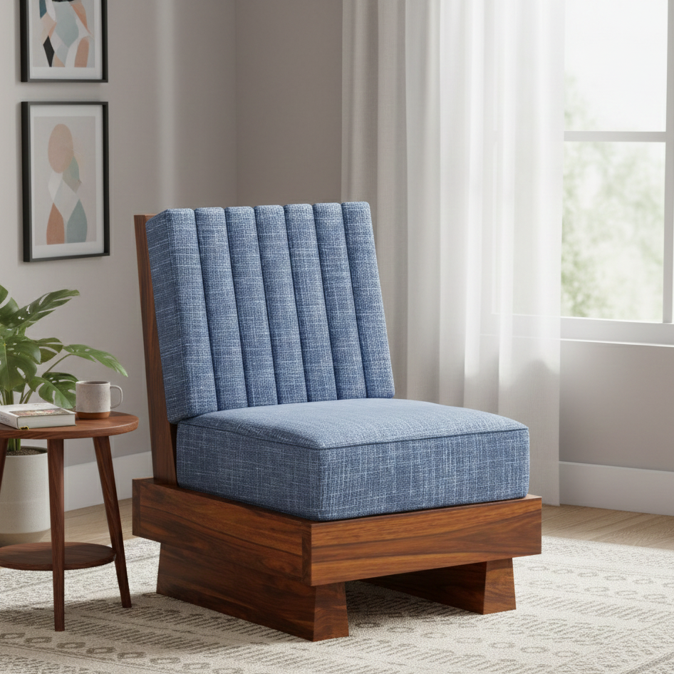 RONNY Solid Sheesham Wood Single Seater Sofa - 3 Year Warranty (LUXE EDITION)