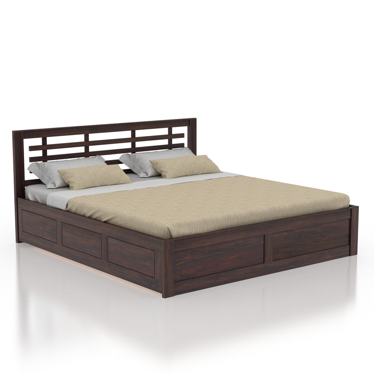 Lyon Solid Sheesham Wood Hydraulic Box Storage Bed - 3 Years Warranty