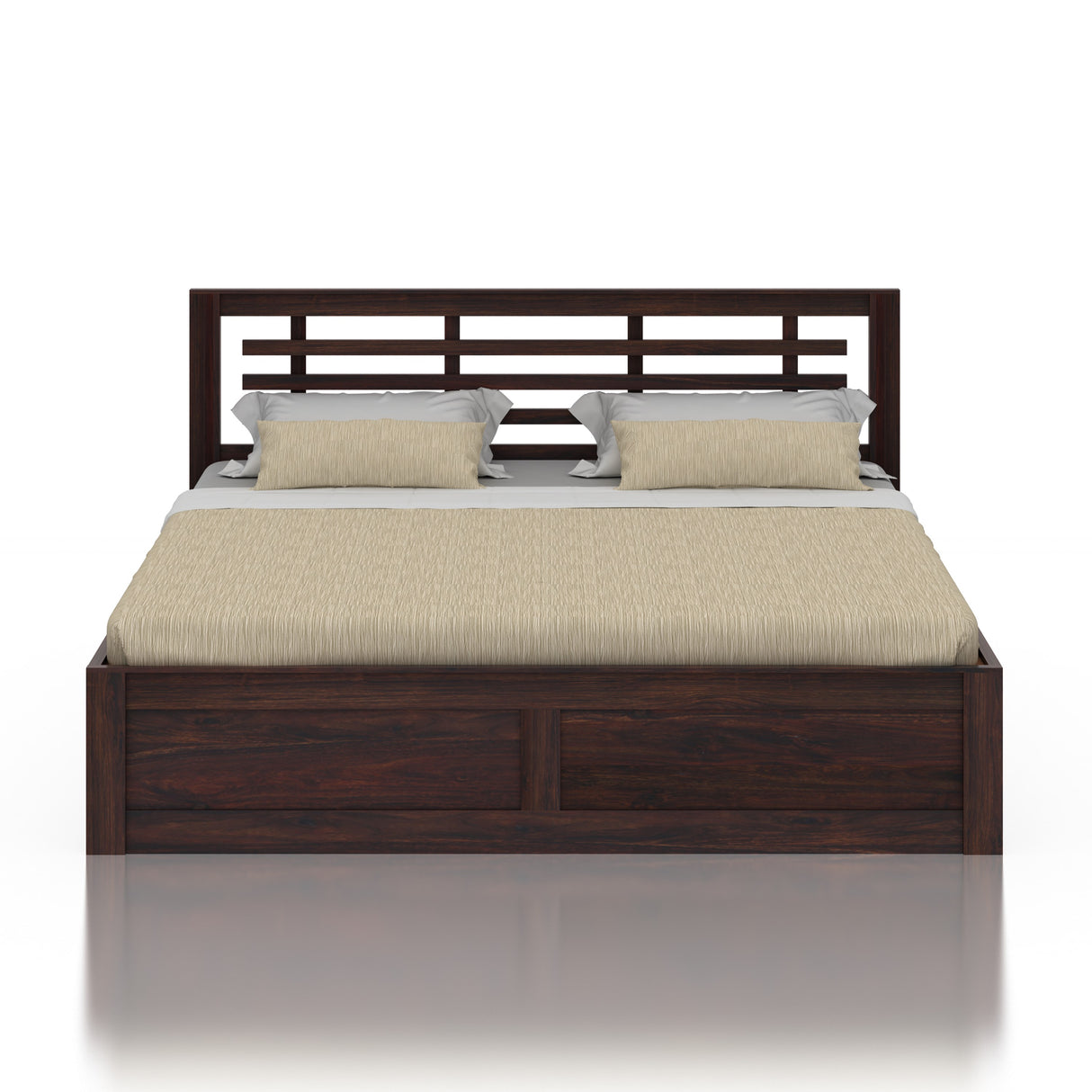 Lyon Solid Sheesham Wood Hydraulic Box Storage Bed - 3 Years Warranty