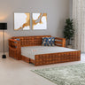 OSLO Solid Sheesham Wood 3 Seater Sofa Cum Bed With Headboard and Mini Storage - 3 Years Warranty