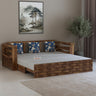 Italian Solid Sheesham Wood 3 Seater Sofa Cum Bed With Mini Storage and Side Pockets - 3 Years Warranty