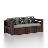 OSLO Solid Sheesham Wood 3 Seater Sofa Cum Bed With Headboard and Mini Storage - 3 Years Warranty