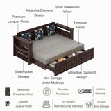 OSLO Solid Sheesham Wood 3 Seater Sofa Cum Bed With Headboard and Mini Storage - 3 Years Warranty