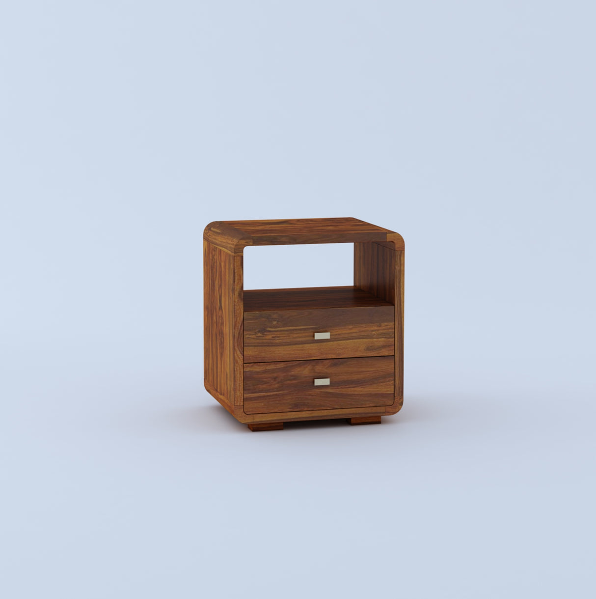 Mega Solid Sheesham Wood Bedside Table With Two Drawer Storage - 3 Years Warranty