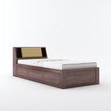 Mayor Solid Sheesham Wood Single Bed With Headboard and Box Storage - 3 Years Warranty