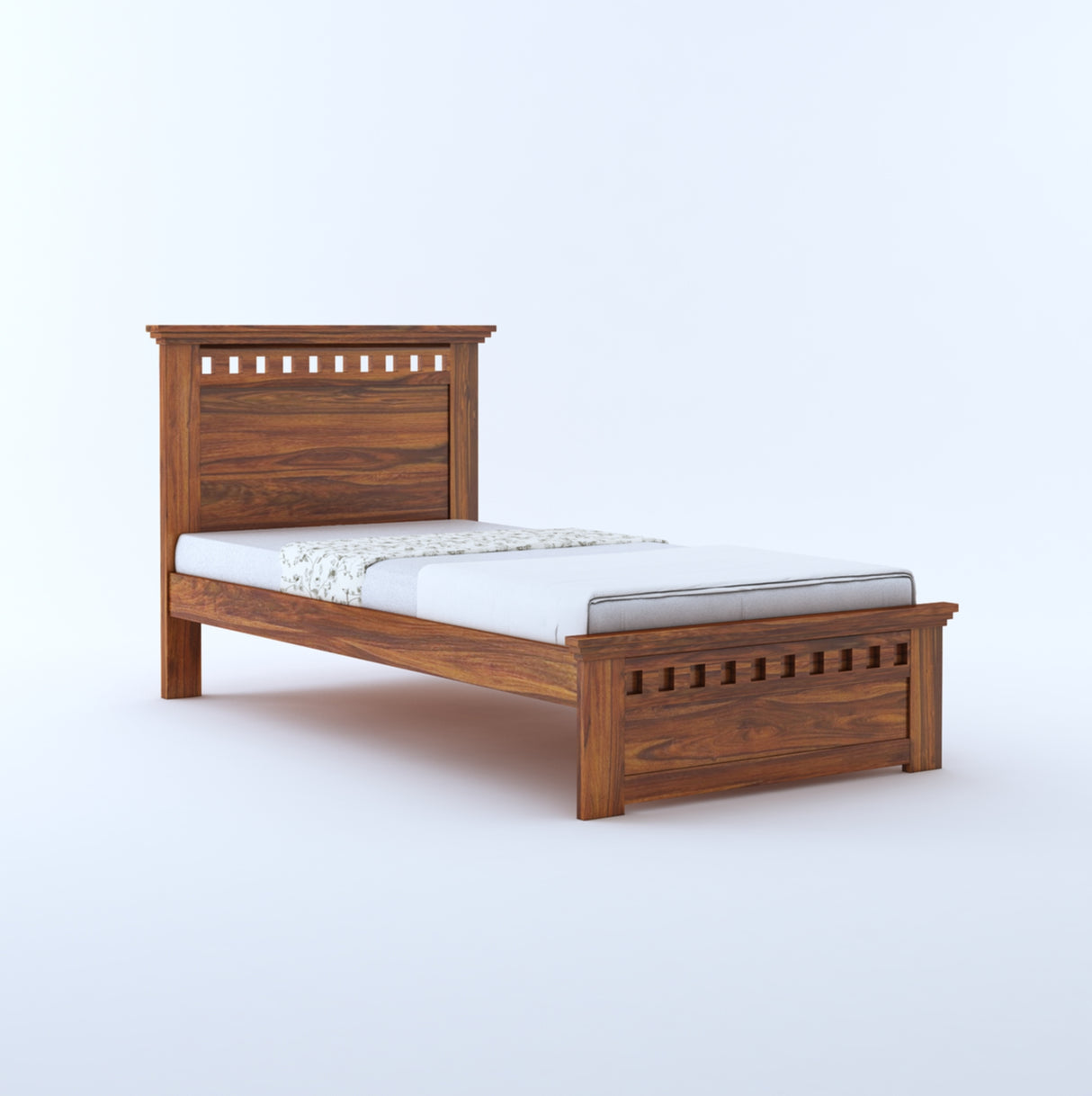 Armania Solid Sheesham Wood Single Size Bed Without Storage - 3 Years Warranty