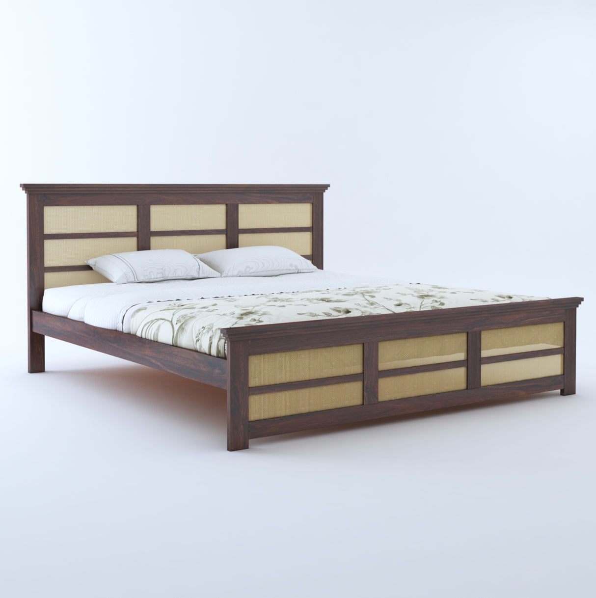 Syrus Solid Sheesham Wood Cane Bed - 3 Years Warranty