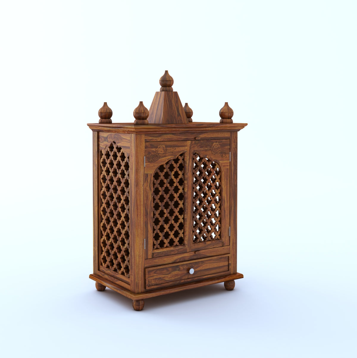 Aastha Solid Sheesham Wood Mandir - 3 years Warranty