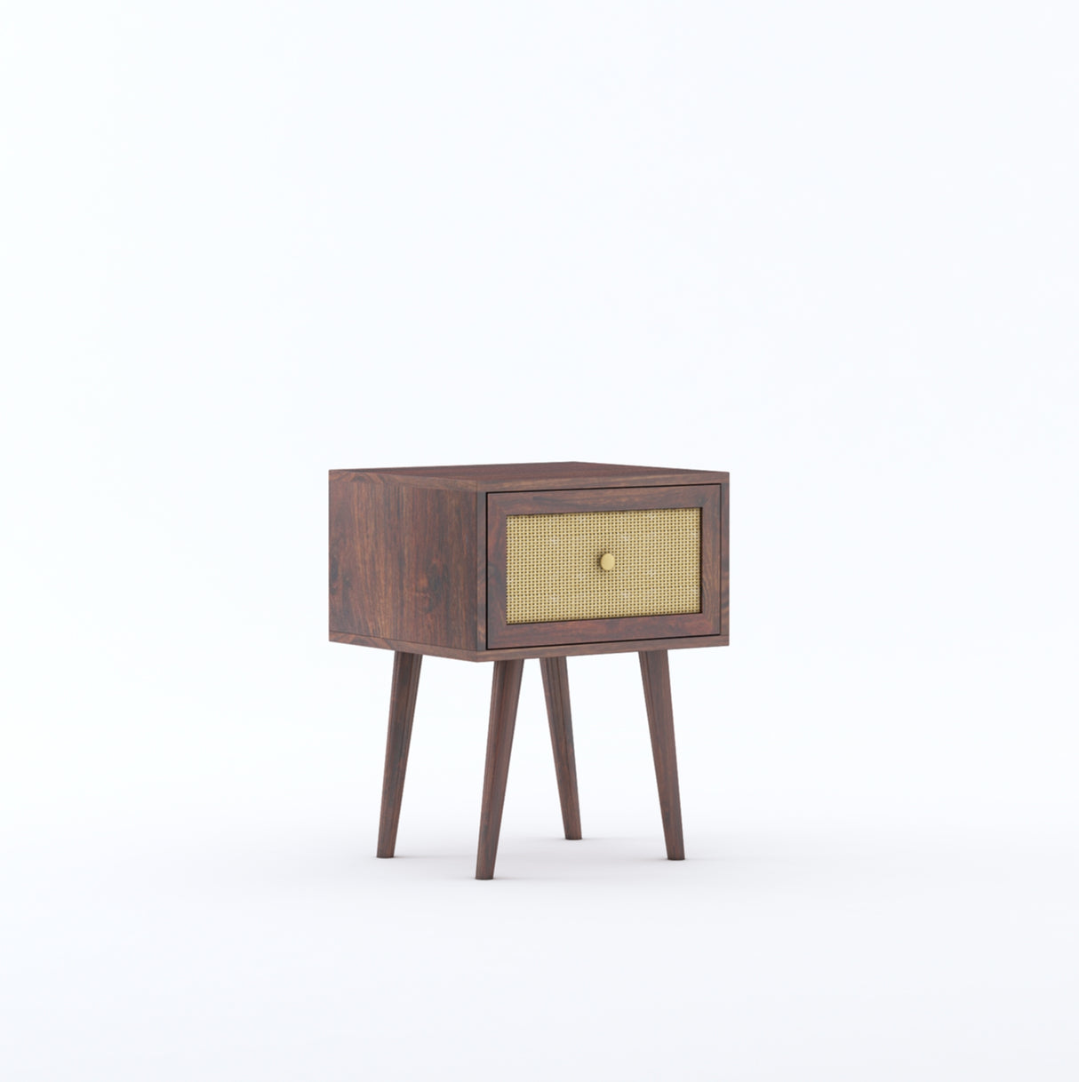 Syrus Solid Sheesham Wood One Drawer Bedside Cane - 3 Years Warranty