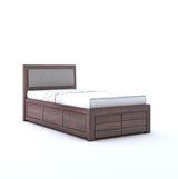 Euro Solid Sheesham Wood Single Bed With Box Storage - 3 Years Warranty