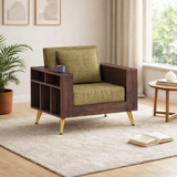 Bolt Solid Sheesham Wood Single Seater Sofa With Side Storage - 3 Year Warranty (LUXE EDITION)
