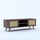 Syrus Solid Sheesham Wood TV Unit Cane - 3 Years Warranty