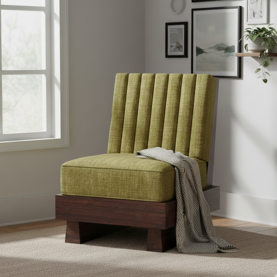 RONNY Solid Sheesham Wood Single Seater Sofa - 3 Year Warranty (LUXE EDITION)