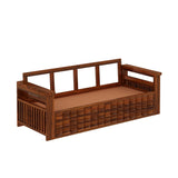 Oslo Solid Sheesham Wood 3 Seater Sofa With Side Pockets - 3 Years Warranty