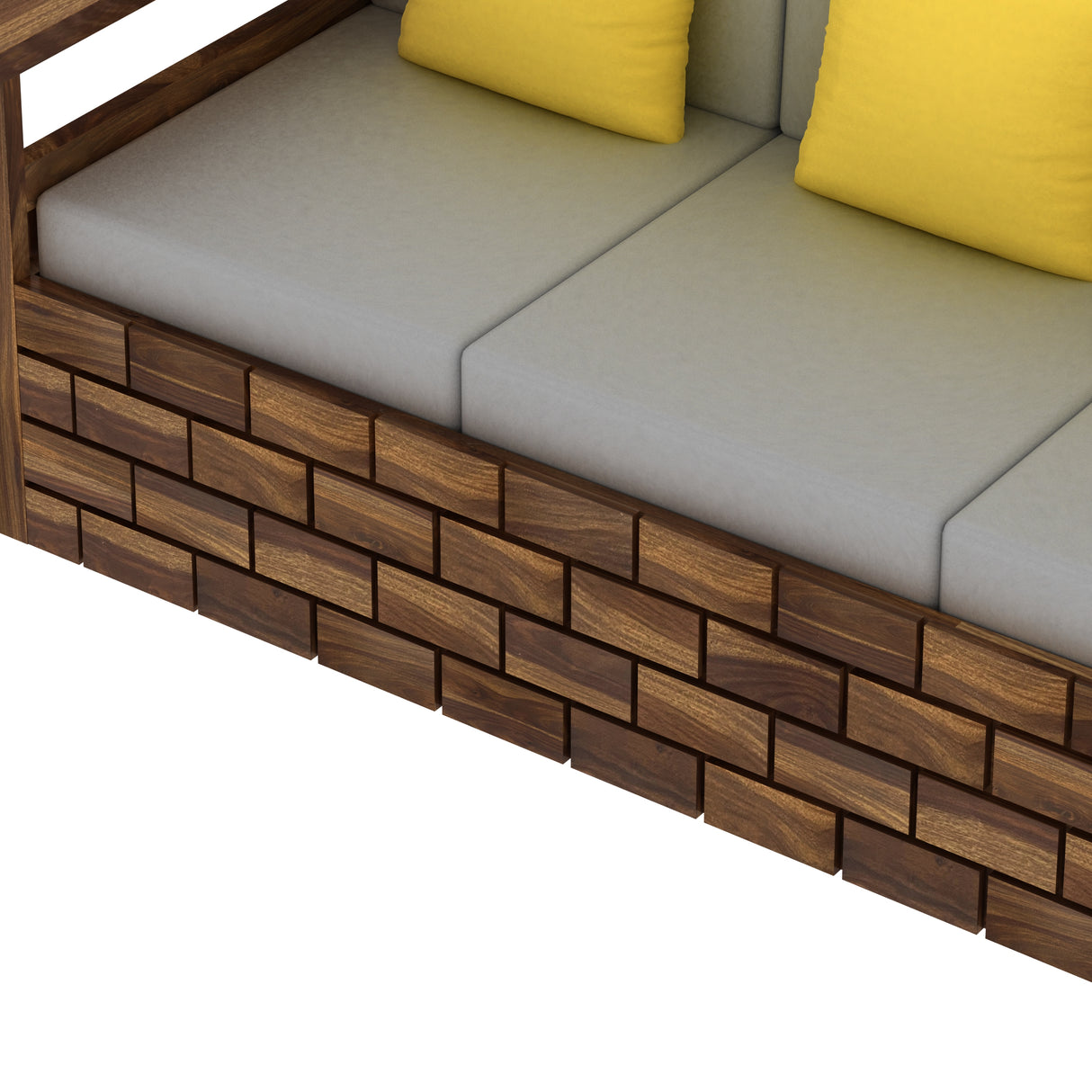 Italian Solid Sheesham Wood 3 Seater Sofa With Side Pockets - 3 Years Warranty