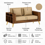 Bolt Solid Sheesham Wood 2 Seater Sofa With Side Storage - 3 Year Warranty (LUXE EDITION)