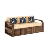 Scott Solid Sheesham Wood 3 Seater Sofa With Side Pockets - 3 years Warranty