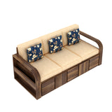 Scott Solid Sheesham Wood 3 Seater Sofa With Side Pockets - 3 years Warranty