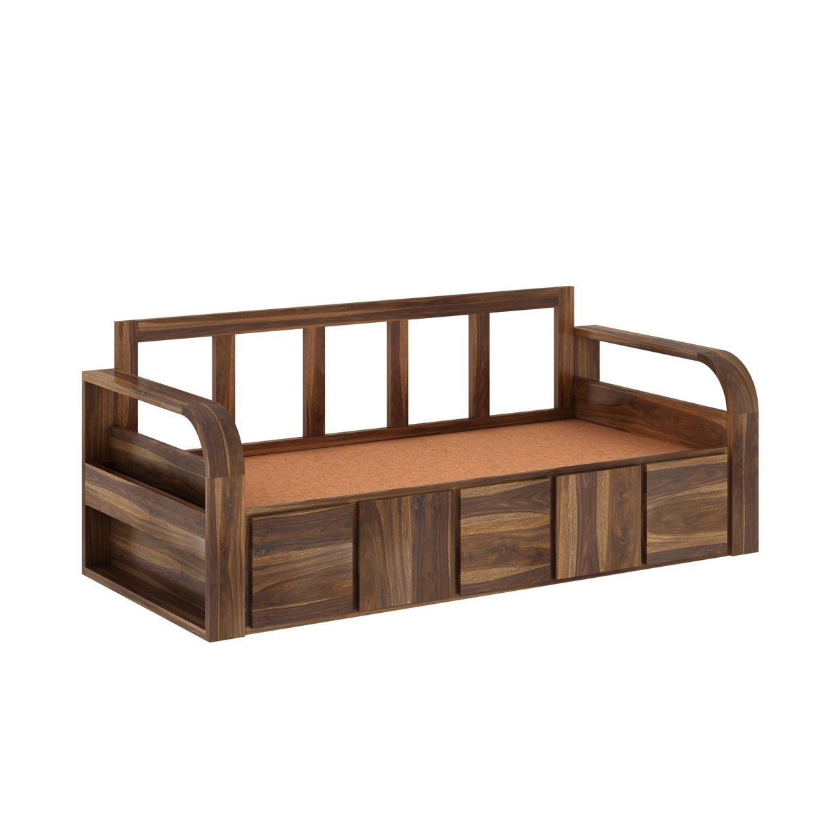 Scott Solid Sheesham Wood 3 Seater Sofa With Side Pockets - 3 years Warranty