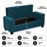 BOLT Upholstered Ottoman Bench With Storage - 12 Months Warranty(Teal Color)