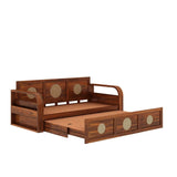 COSMOS Solid Sheesham Wood 3 Seater Sofa Cum Bed with Headboard Design - 3 years Warranty