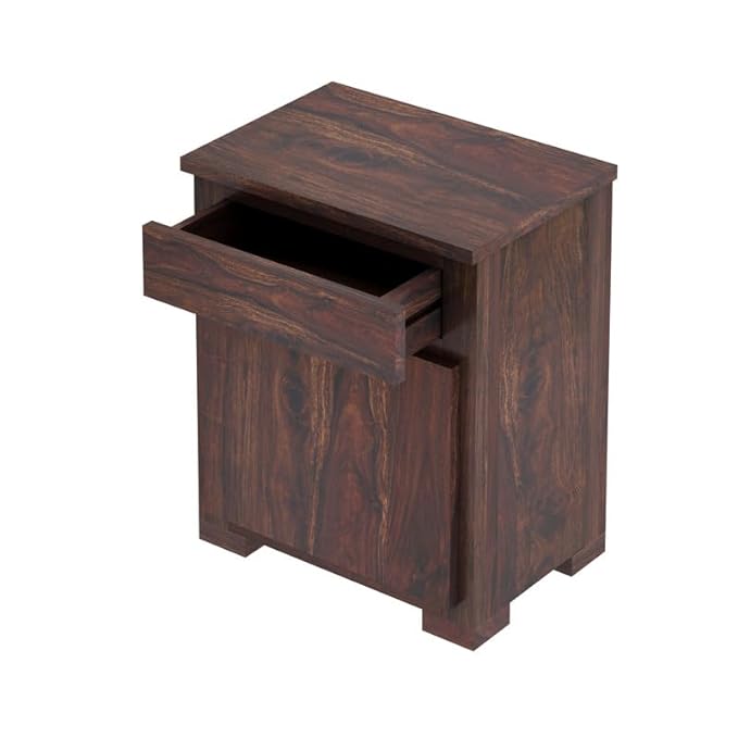 Scott Solid Sheesham Wood Bedside With Drawer and Door Storage - 3 years Warranty