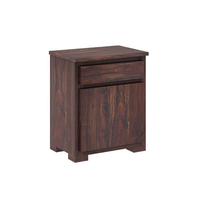 Scott Solid Sheesham Wood Bedside With Drawer and Door Storage - 3 years Warranty