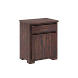 Scott Solid Sheesham Wood Bedside With Drawer and Door Storage - 3 years Warranty