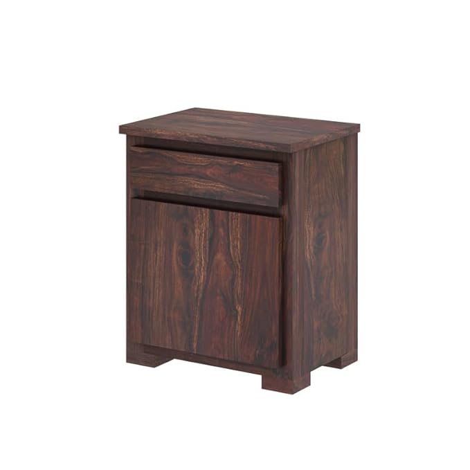 Scott Solid Sheesham Wood Bedside With Drawer and Door Storage - 3 years Warranty