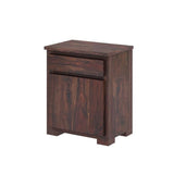 Scott Solid Sheesham Wood Bedside With Drawer and Door Storage - 3 years Warranty
