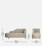 Victoria Velvet Fabric LHS Lounger In Cream Color