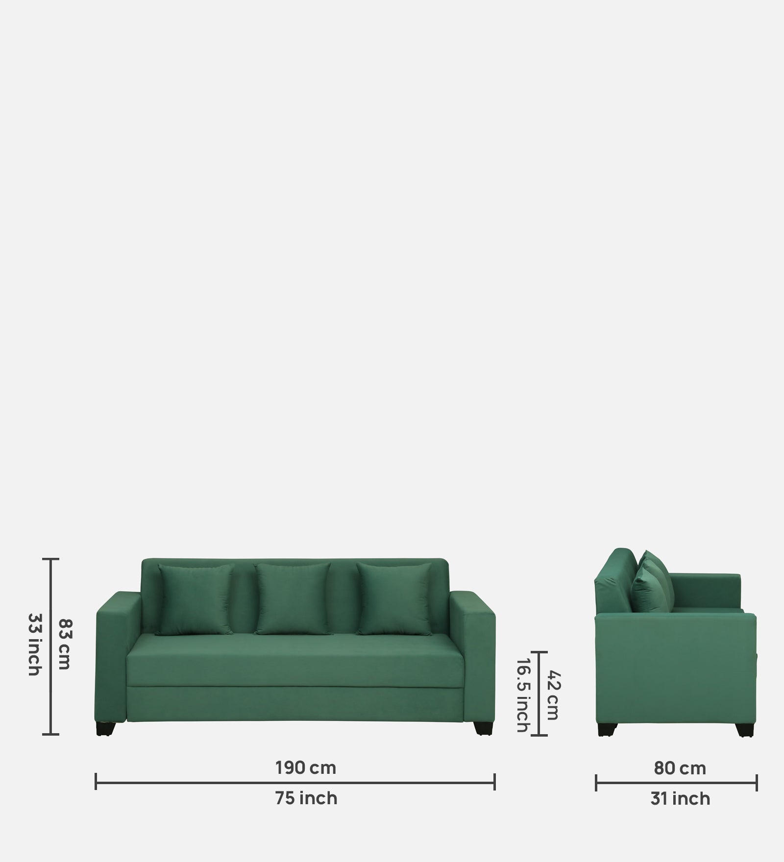 OOTY Three Seater Upholstered Sofa Velvet - 12 Months Warranty - OASIS features