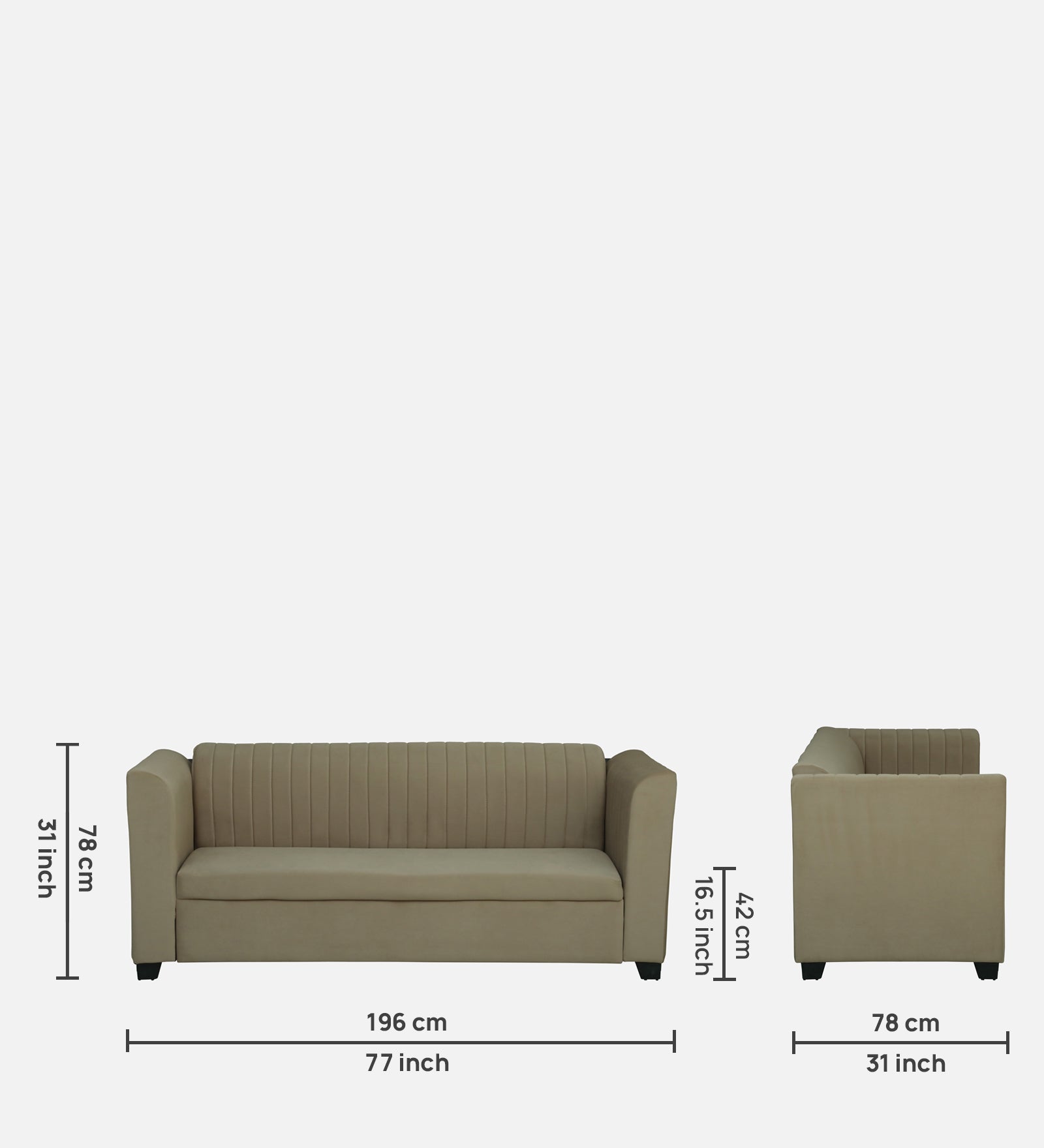 VENUS Three Seater Upholstered Sofa Velvet - 12 Months Warranty features