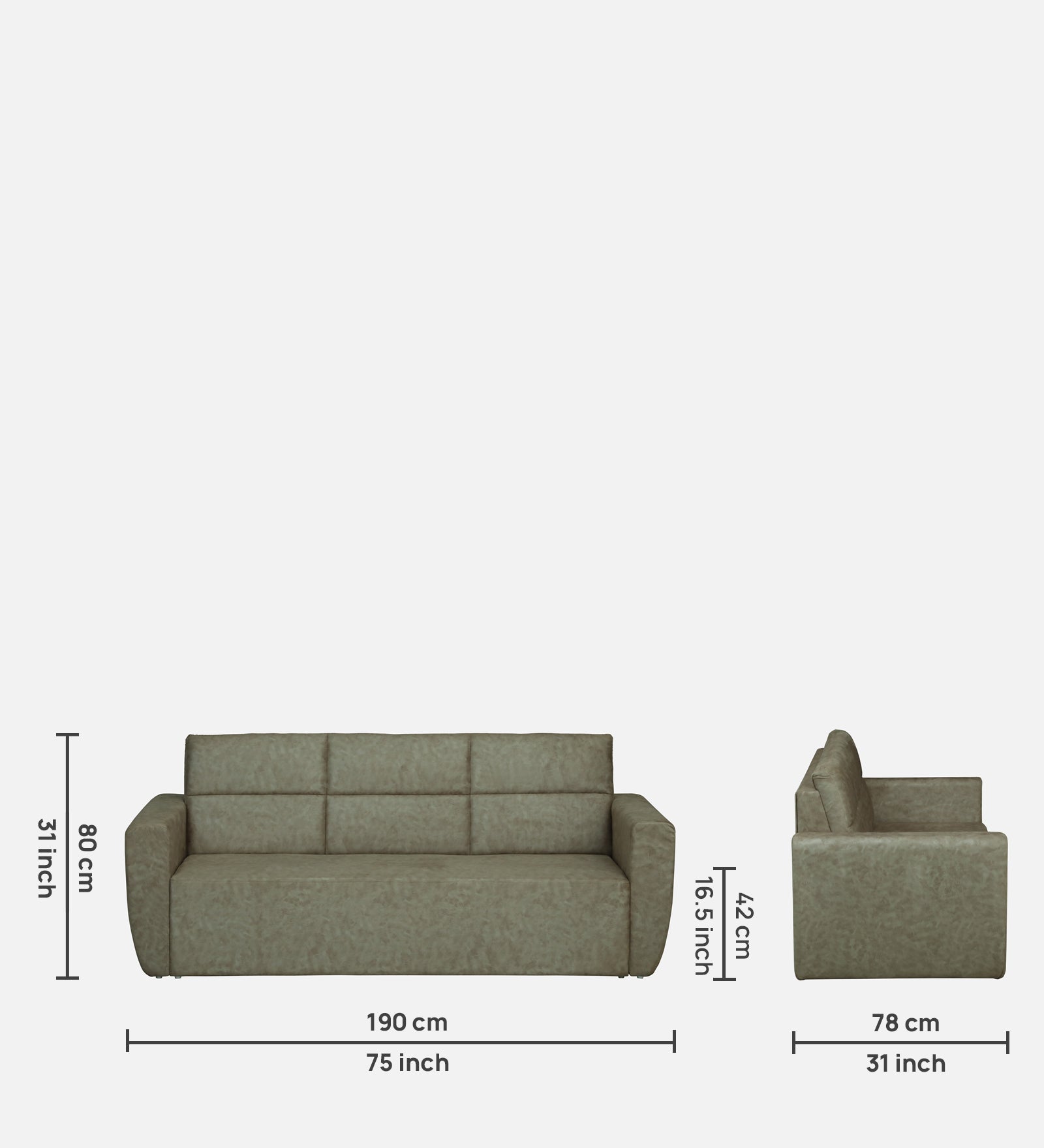 Roman Three Seater Upholstered Sofa Velvet - 12 Months Warranty - Beige Suede features
