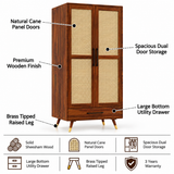Riverton Solid Sheesham Wood Wardrobe With Two Doors and Drawer - 3-Year Warranty