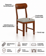Wave Solid Sheesham Wood Office/Study/Dining Chair - 3 Years Warranty