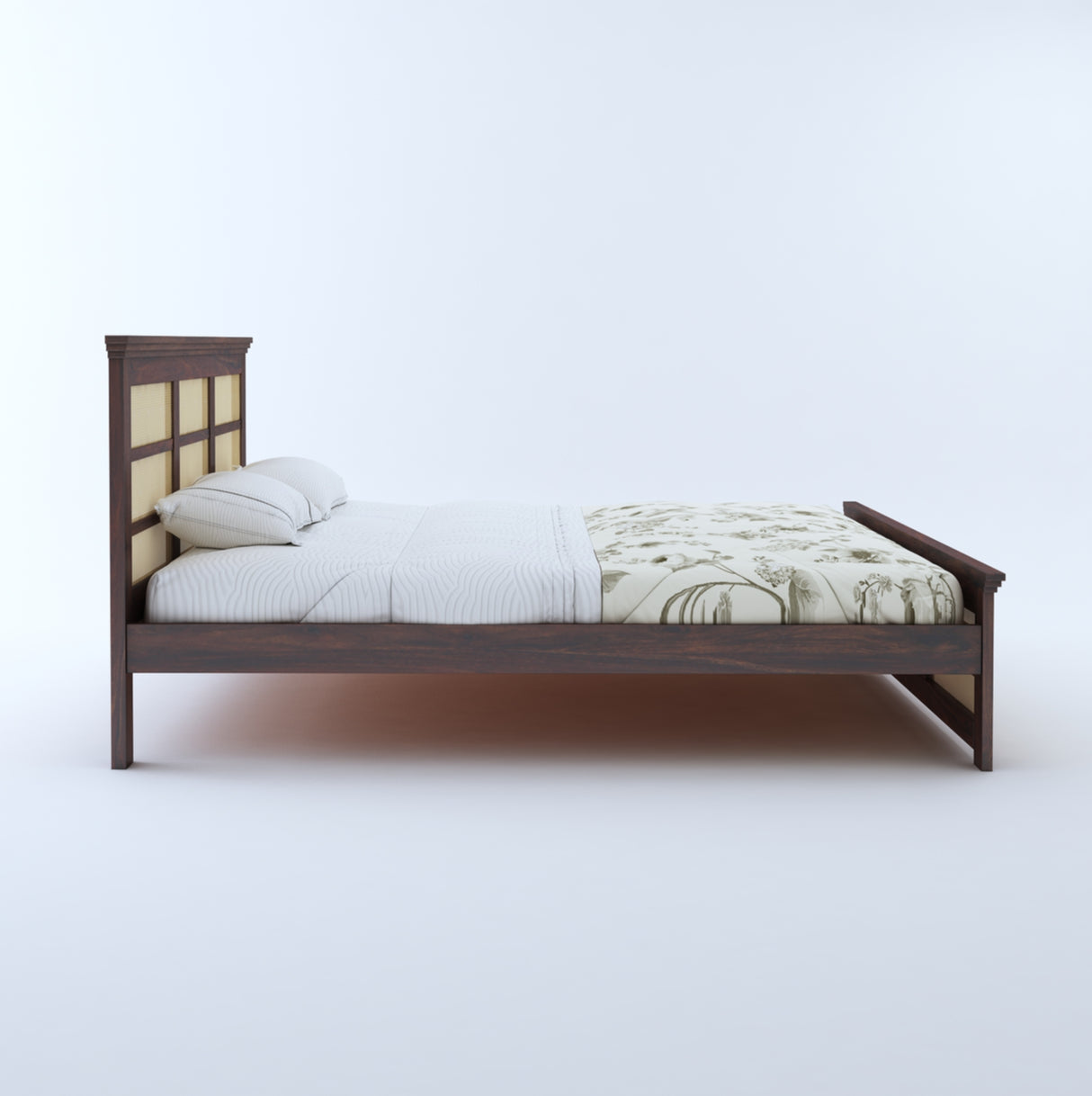 Syrus Solid Sheesham Wood Cane Bed - 3 Years Warranty