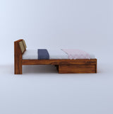 Mayor Solid Sheesham Wood Bed with Two Drawer Storage Natural - 3 Years Warranty