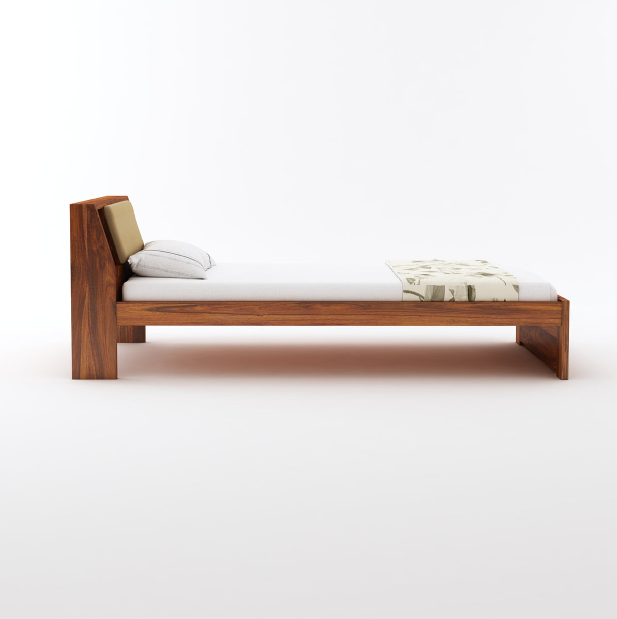 Mayor Solid Sheesham Wood Single Size Bed With Headboard Storage - 3 Years Warranty