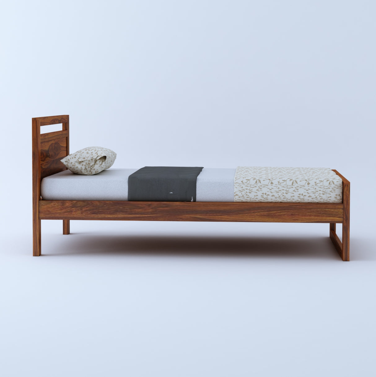 Rio Solid Sheesham Wood Single Size Bed (Big) - 3 Years Warranty
